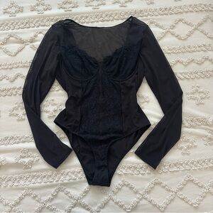 Lacey Mesh Black Bodysuit